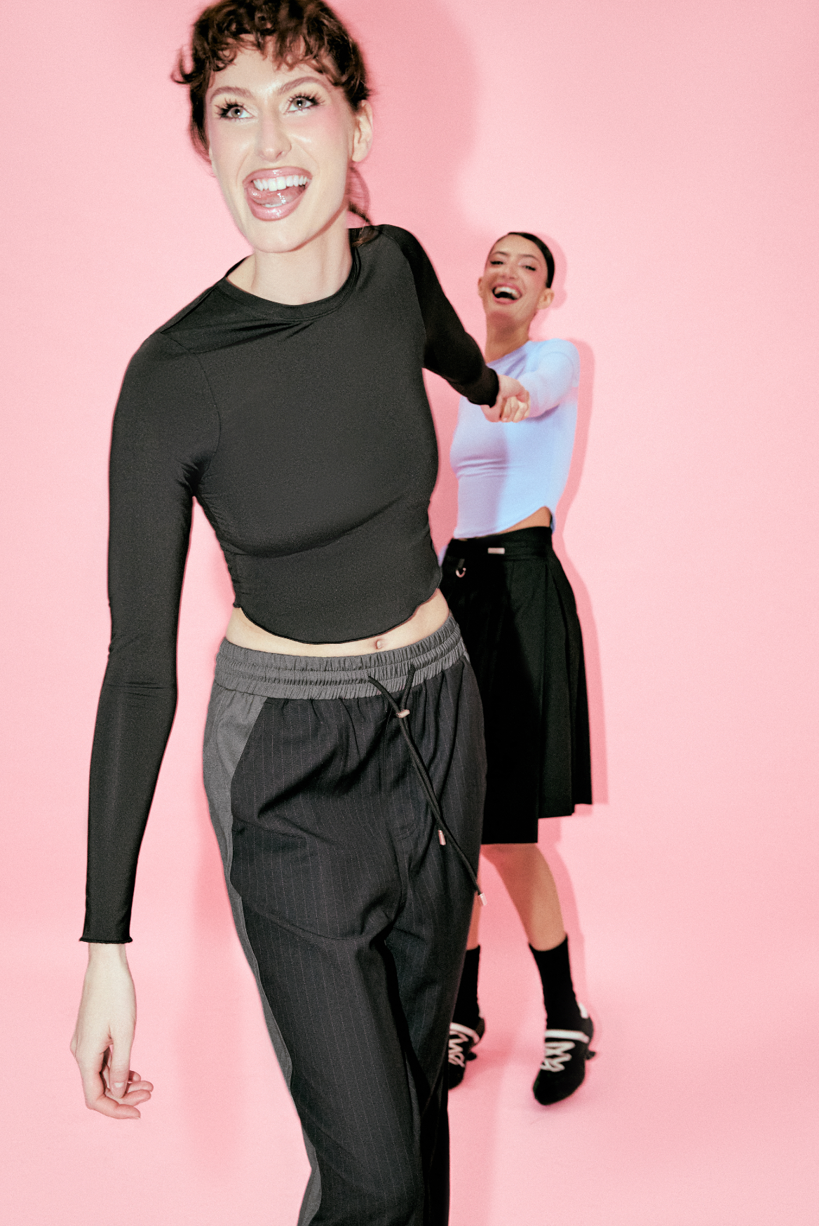 TRACK-SUIT PANT Black Pinstripe/Grey