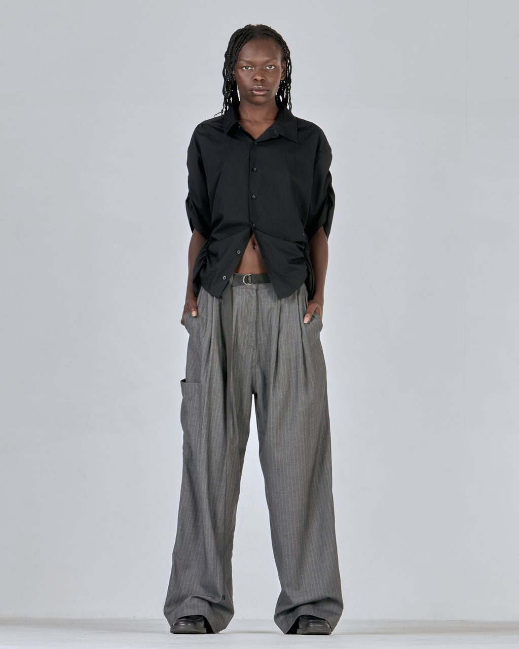 PINSTRIPE TROUSER-GREY