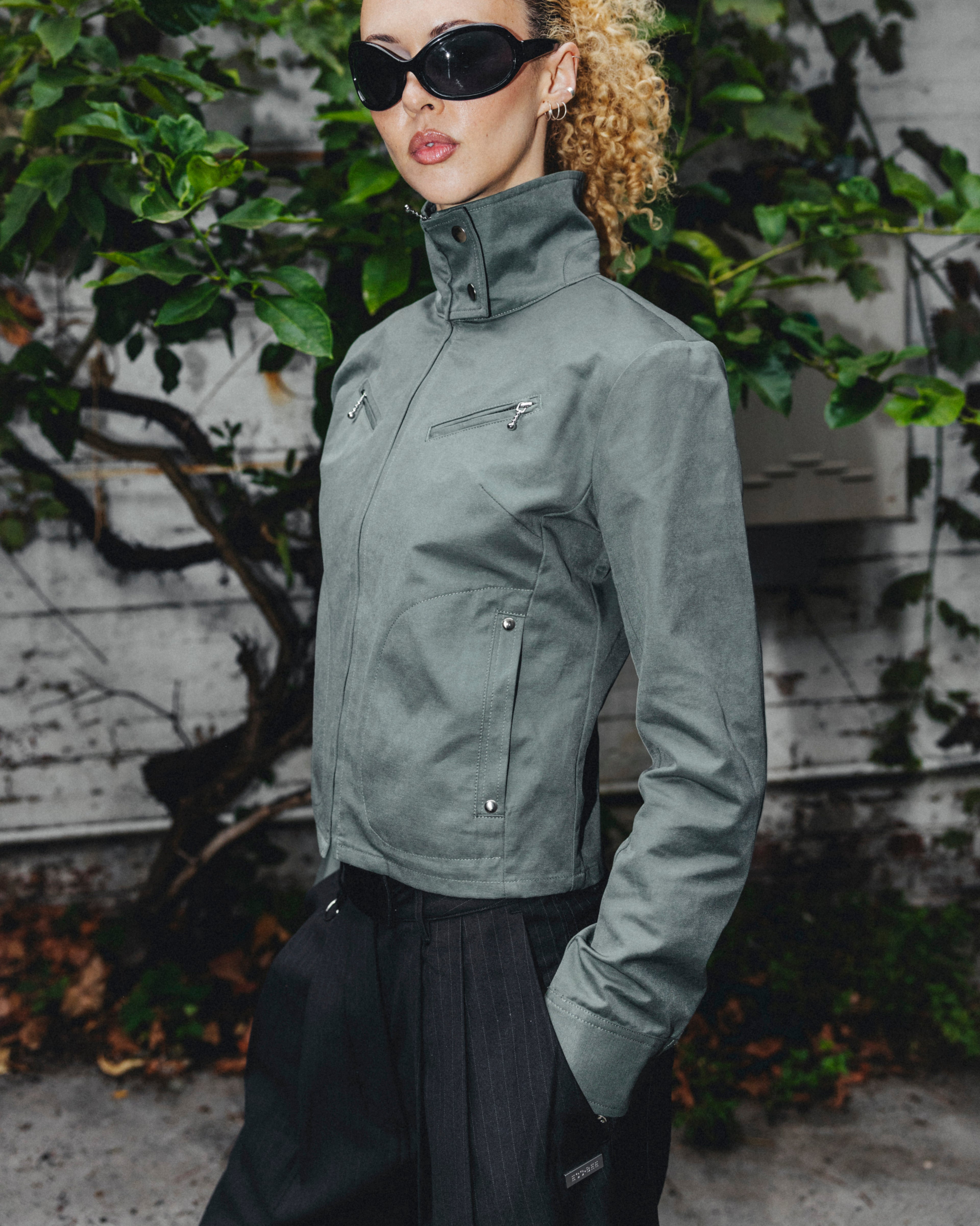 TRACK-SUIT JACKET-DUSTY OLIVE