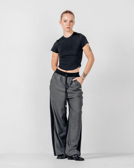 TRACK-SUIT PANT Grey Pinstripe/Black