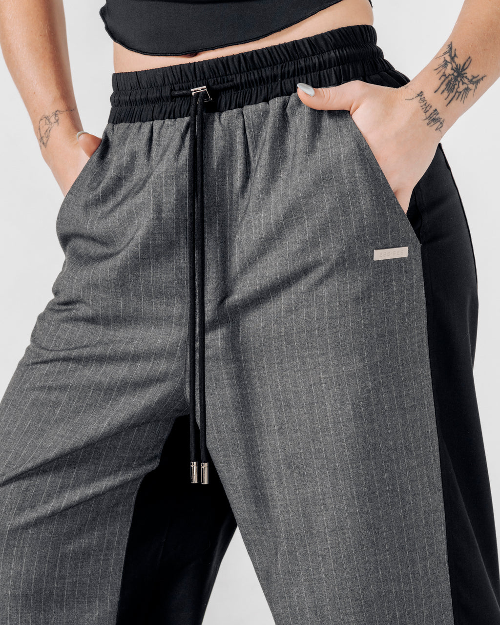 TRACK-SUIT PANT Grey Pinstripe/Black