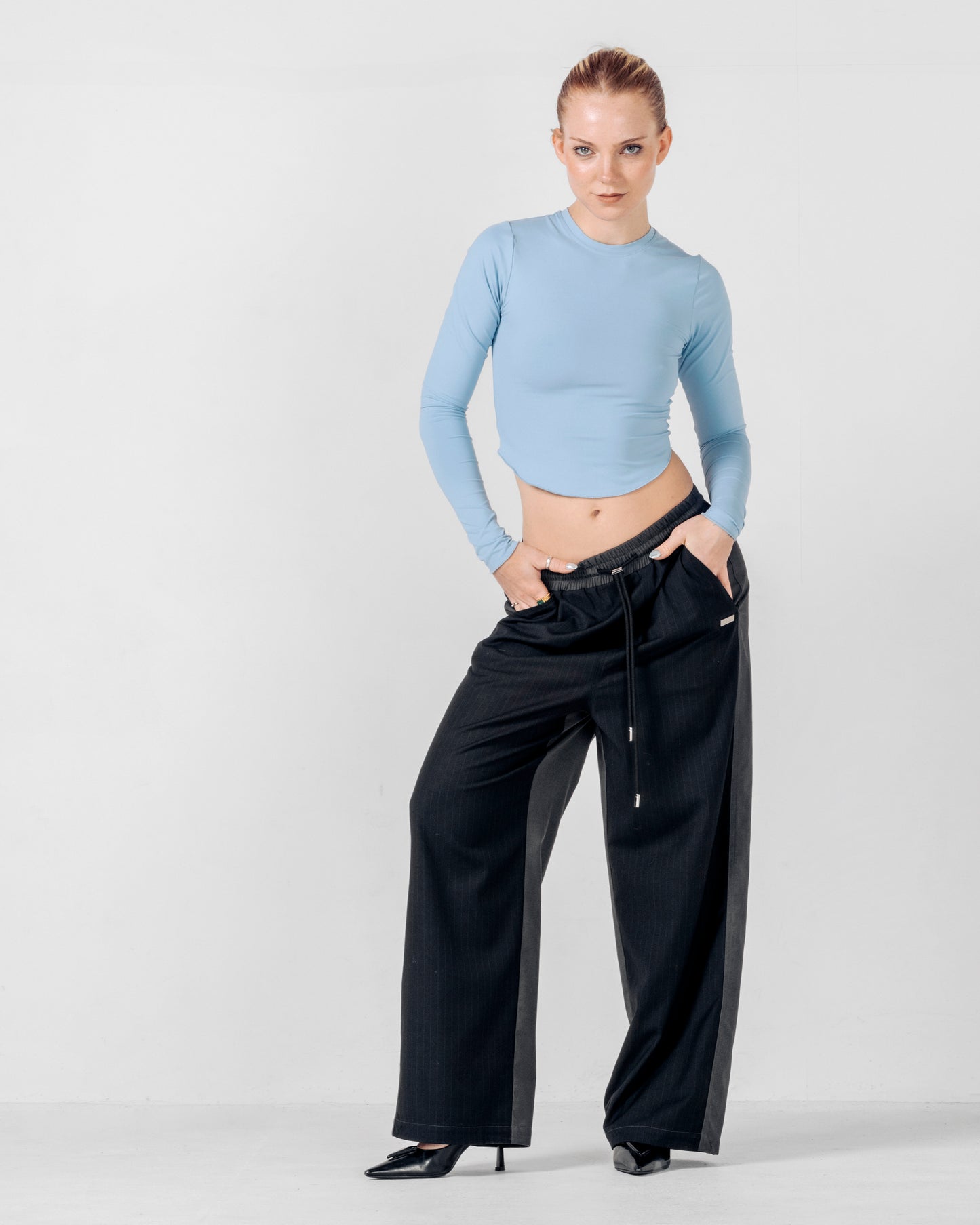 TRACK-SUIT PANT Black Pinstripe/Grey