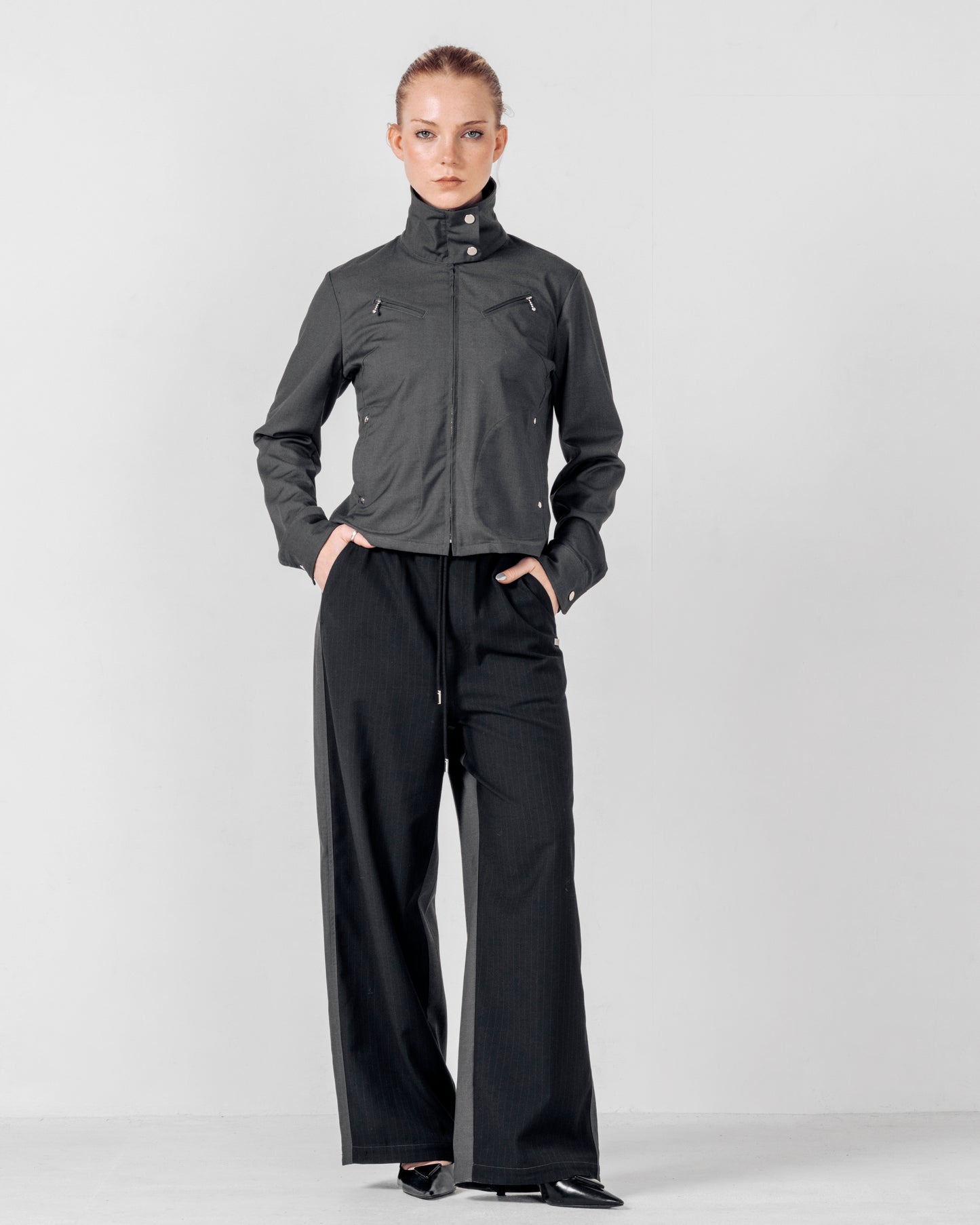 TRACK-SUIT PANT Black Pinstripe/Grey