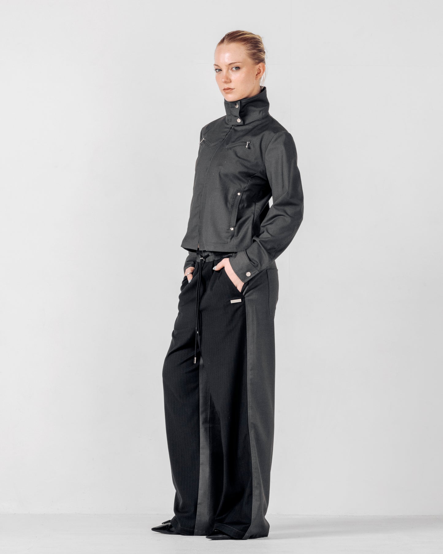 TRACK-SUIT PANT Black Pinstripe/Grey