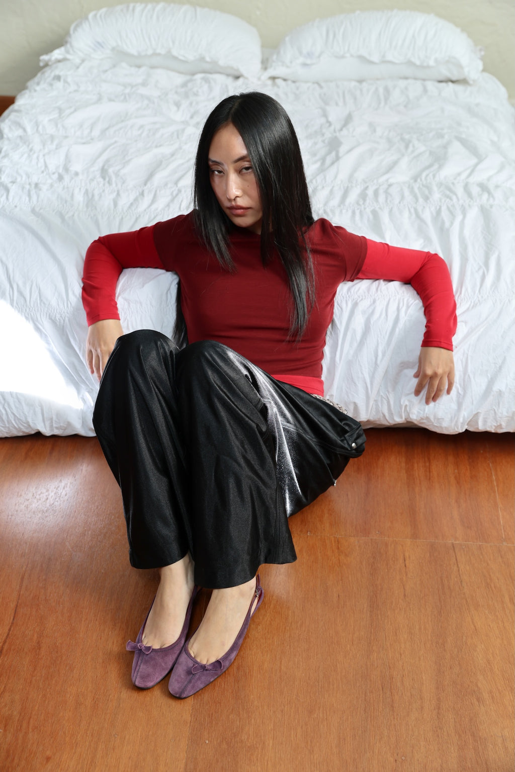 TEA BREAK DOUBLE SLEEVE TEE-Burgundy/Red