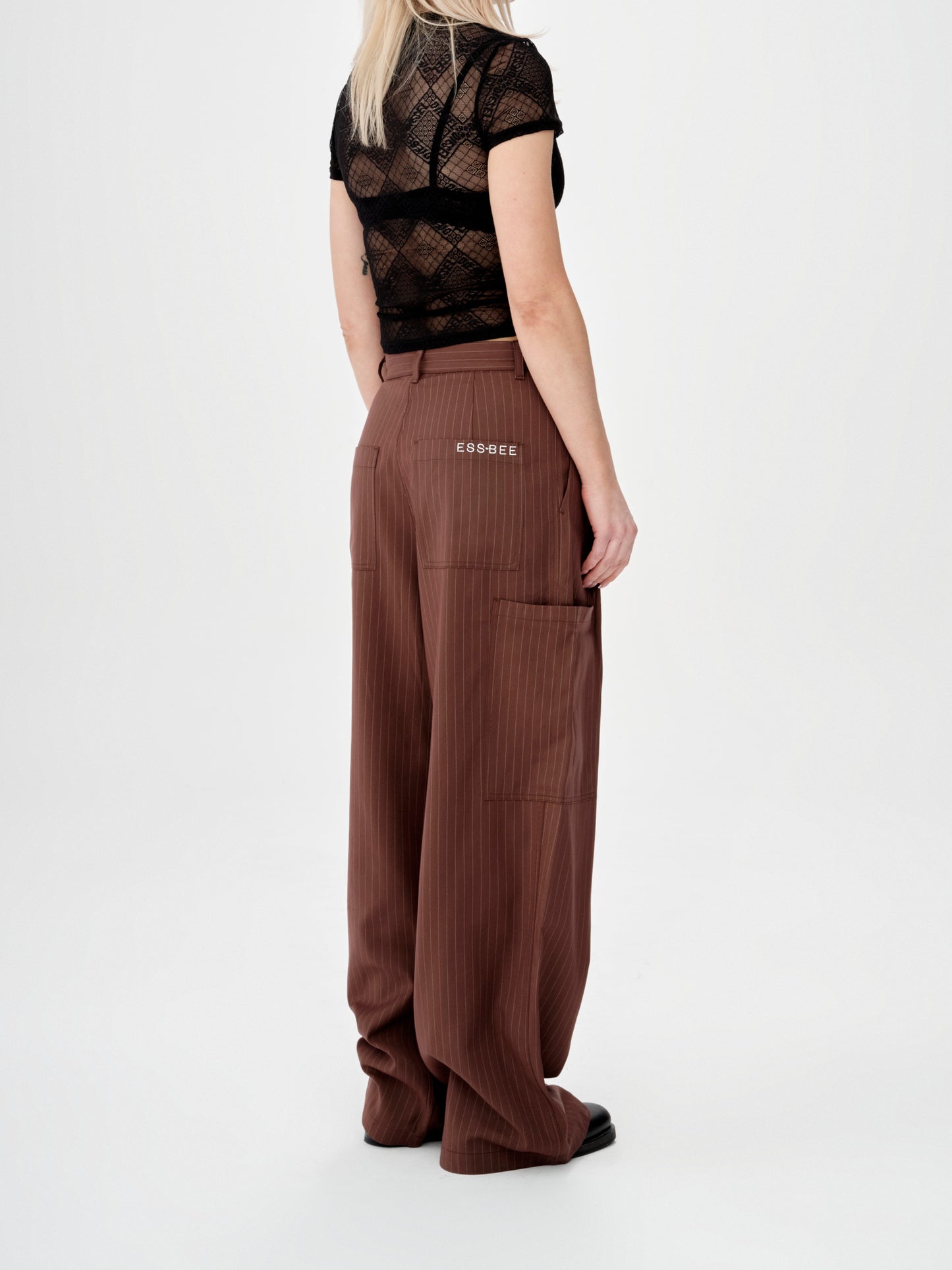 PINSTRIPE TROUSER-BROWN