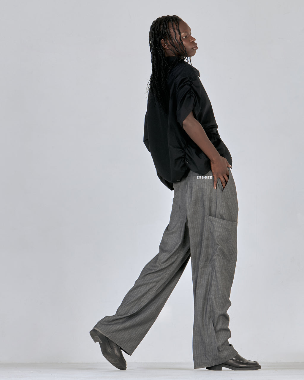 PINSTRIPE TROUSER-GREY