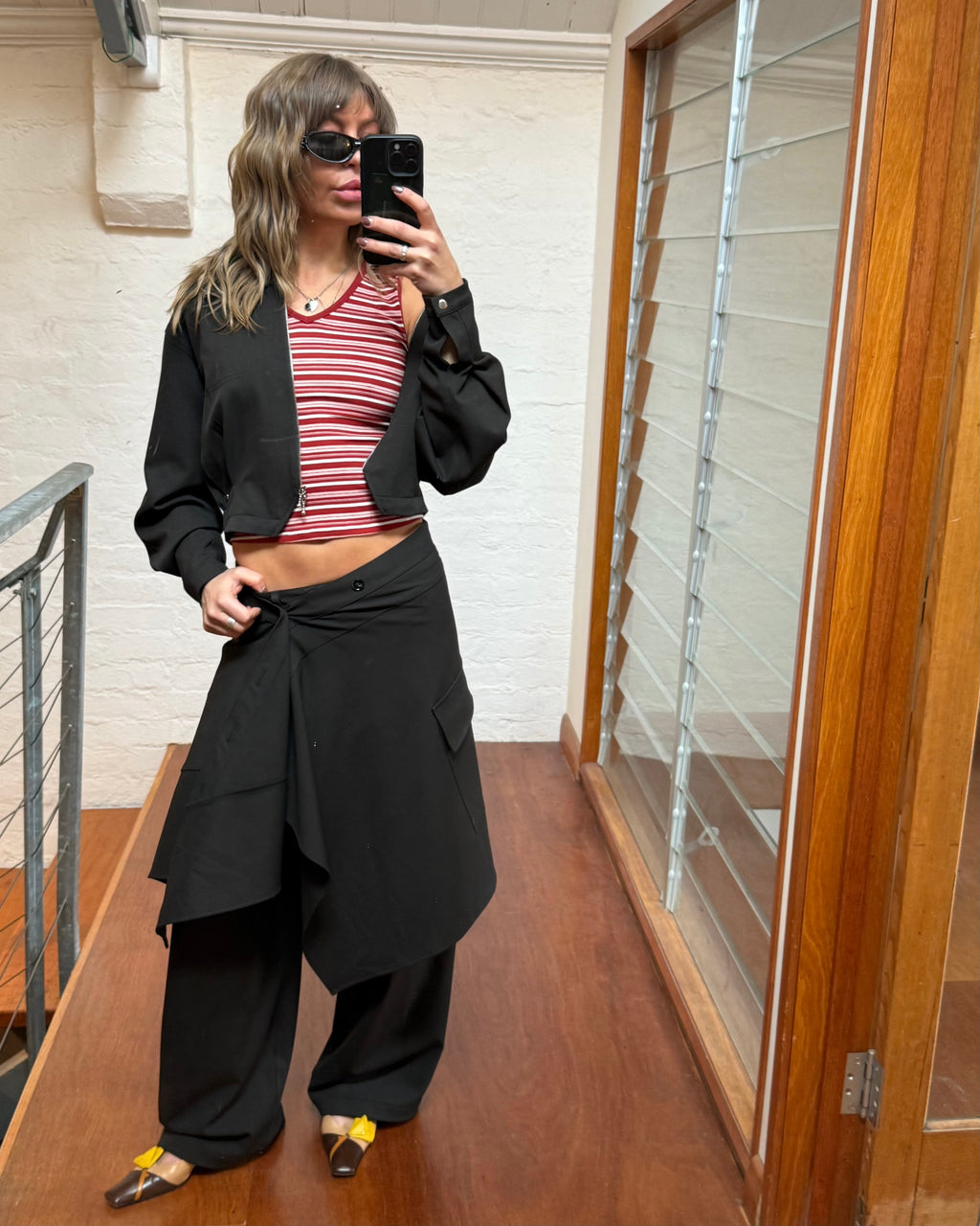 OFF SET WRAP SKIRT- Chocolate Plaid