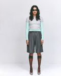 PINSTRIPE SUIT SHORT-GREY