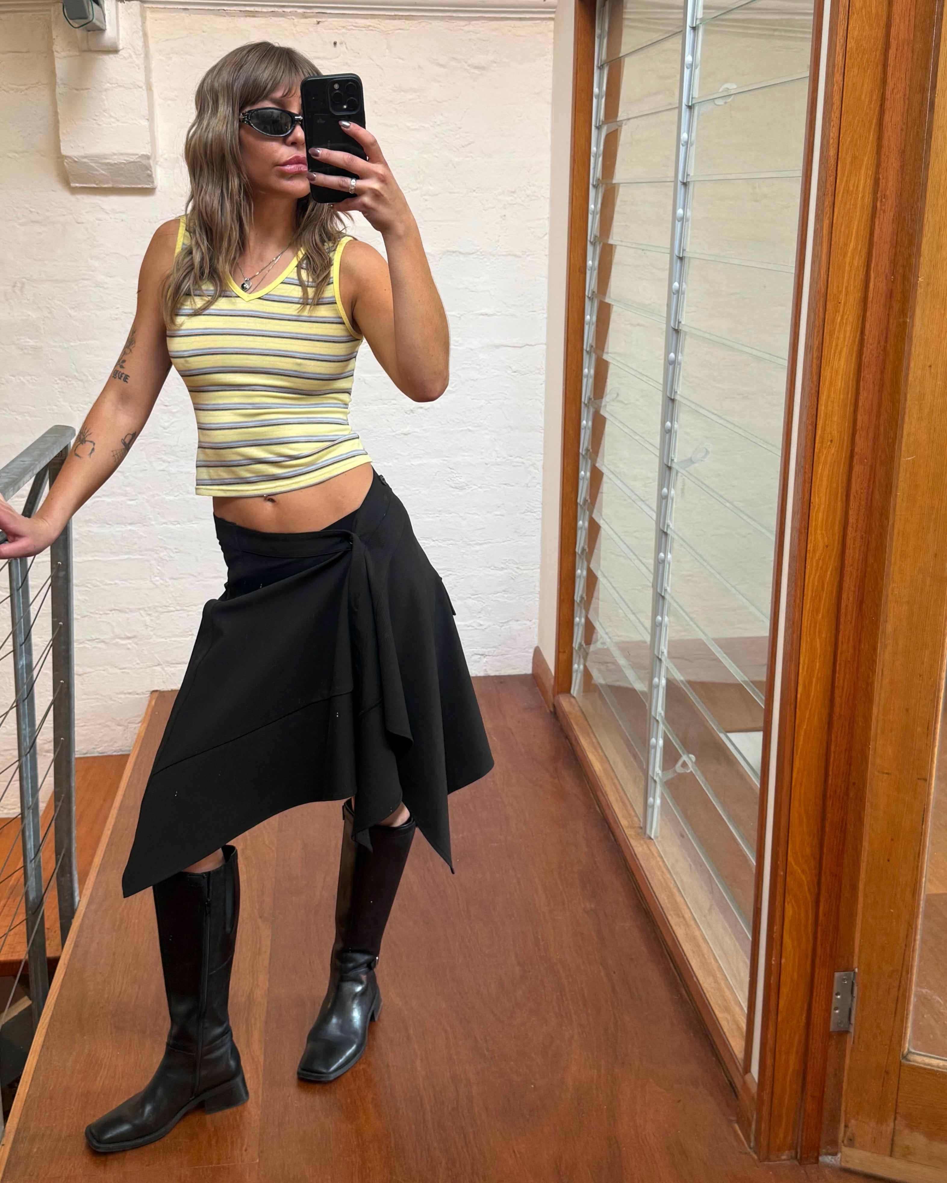 OFF SET WRAP SKIRT- Chocolate Plaid