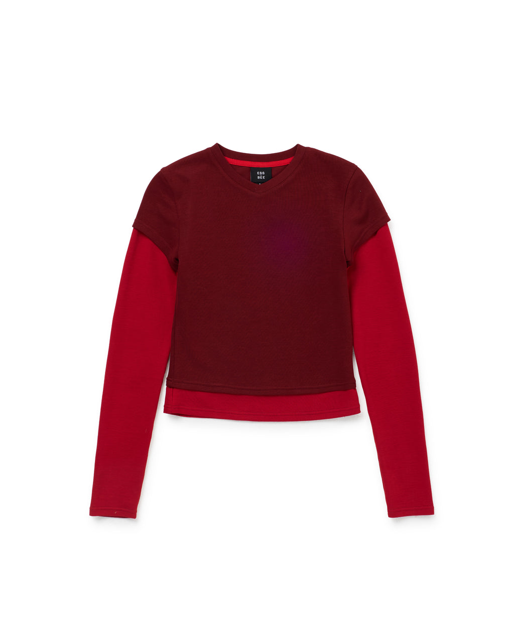 TEA BREAK DOUBLE SLEEVE TEE-Burgundy/Red