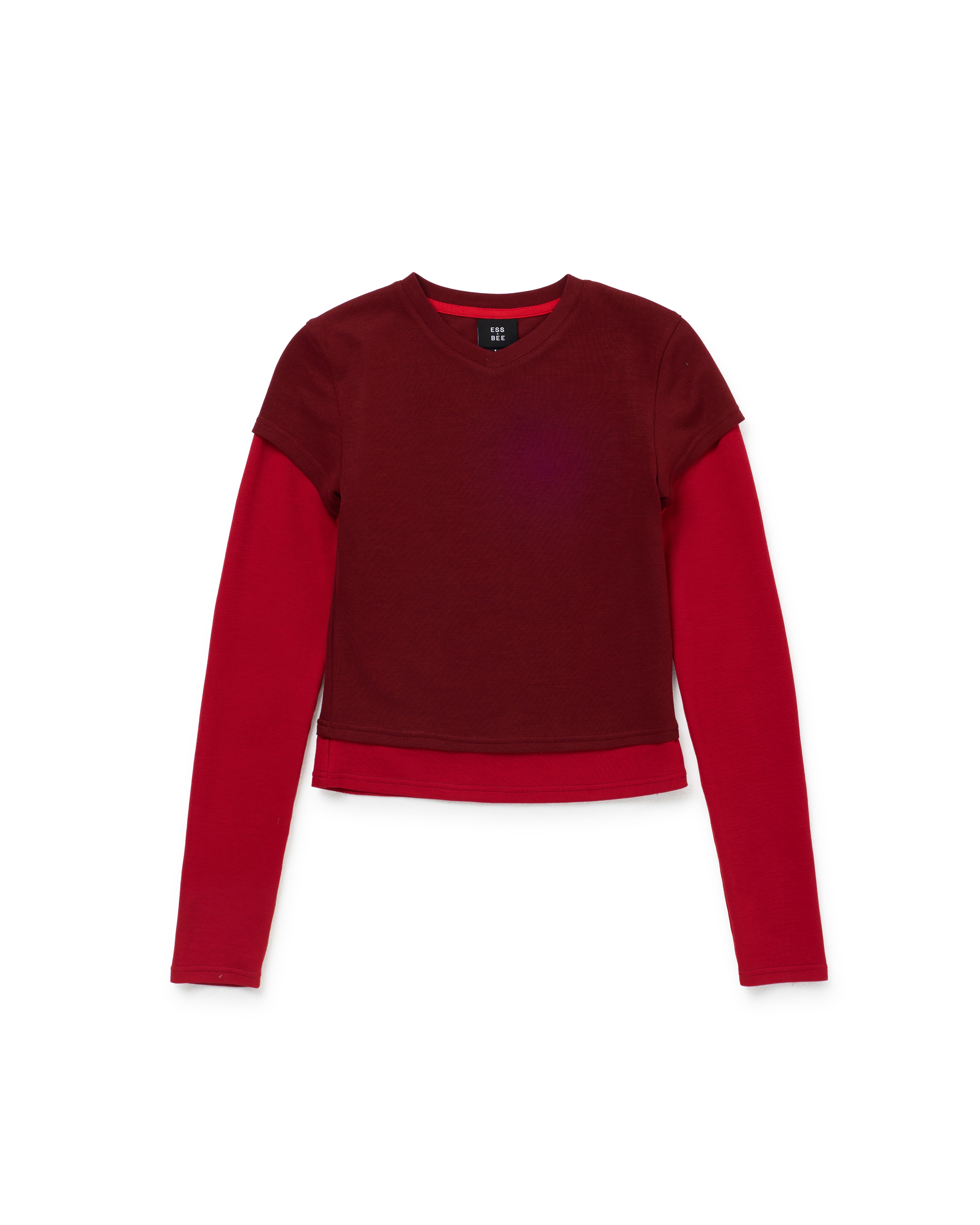 TEA BREAK DOUBLE SLEEVE TEE-Burgundy/Red