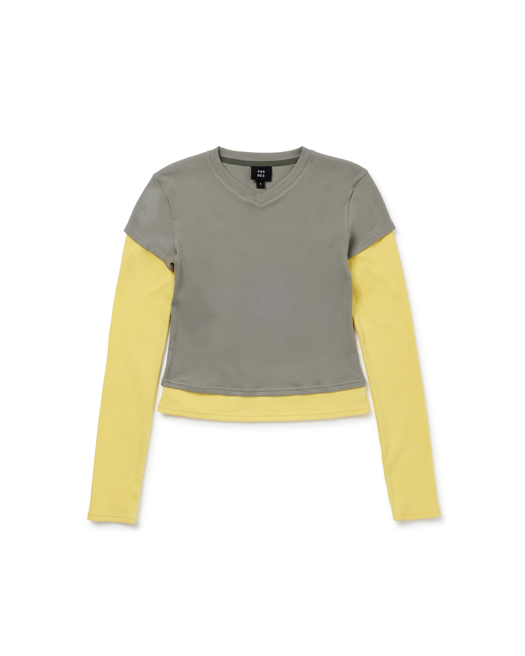 TEA BREAK DOUBLE SLEEVE TEE- Greige/yellow