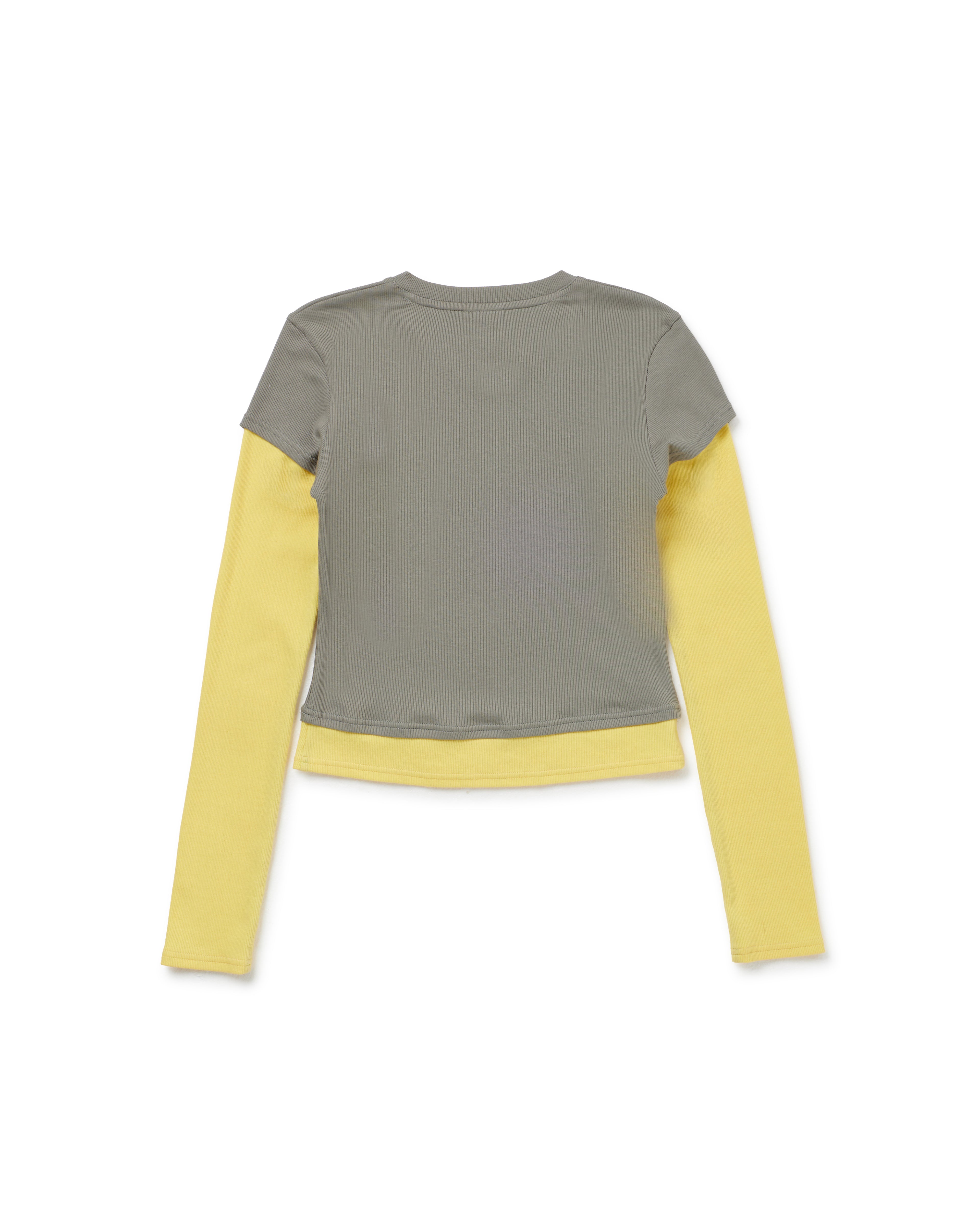 TEA BREAK DOUBLE SLEEVE TEE- Greige/yellow