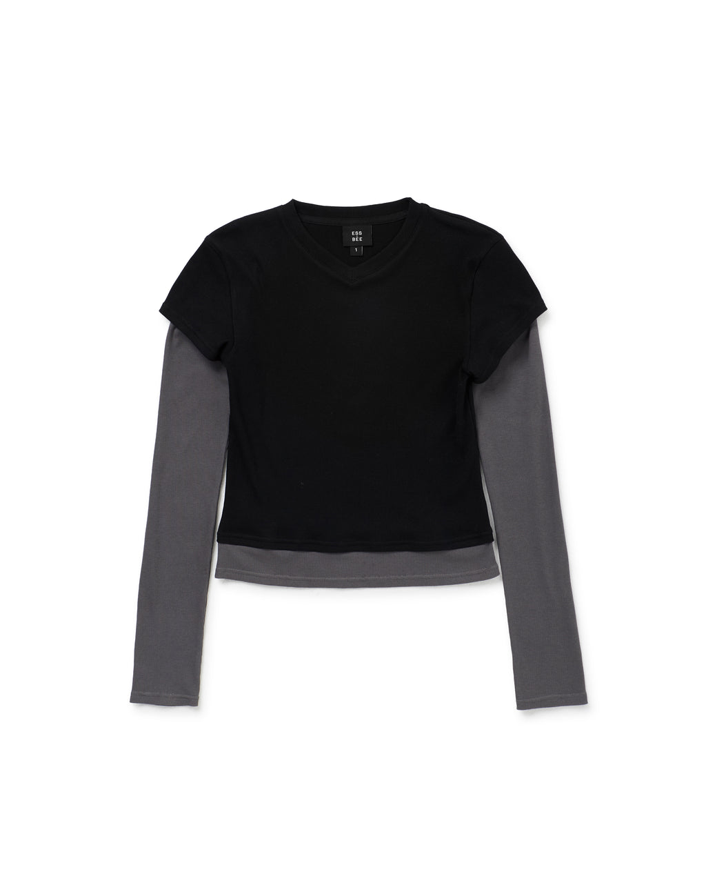 TEA BREAK DOUBLE SLEEVE TEE-Black/Charcoal
