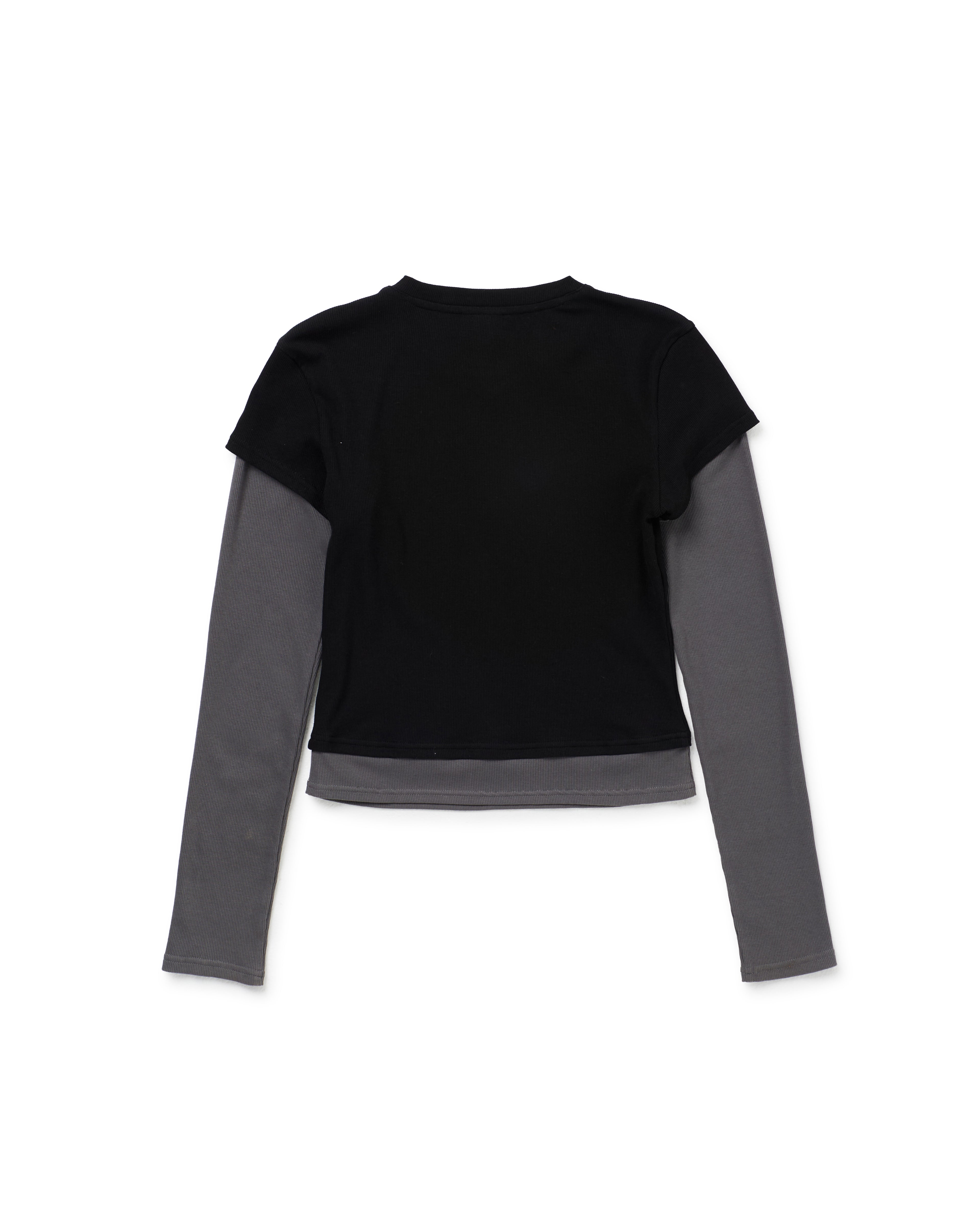 TEA BREAK DOUBLE SLEEVE TEE-Black/Charcoal
