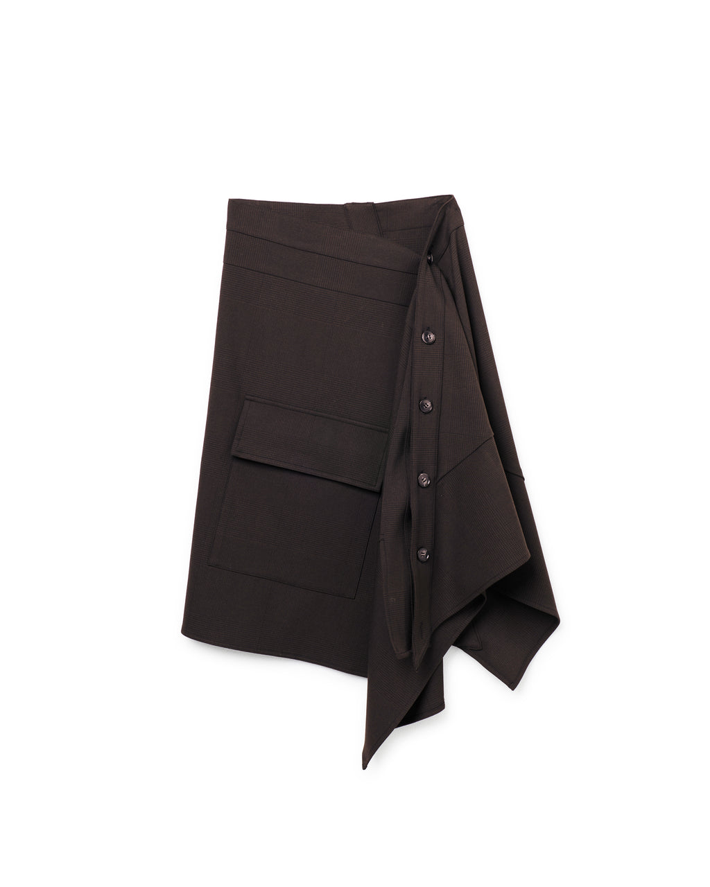 OFF SET WRAP SKIRT- Chocolate Plaid