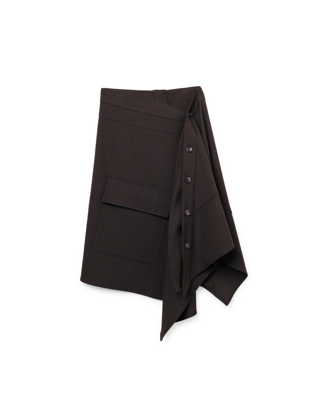 OFF SET WRAP SKIRT- Chocolate Plaid