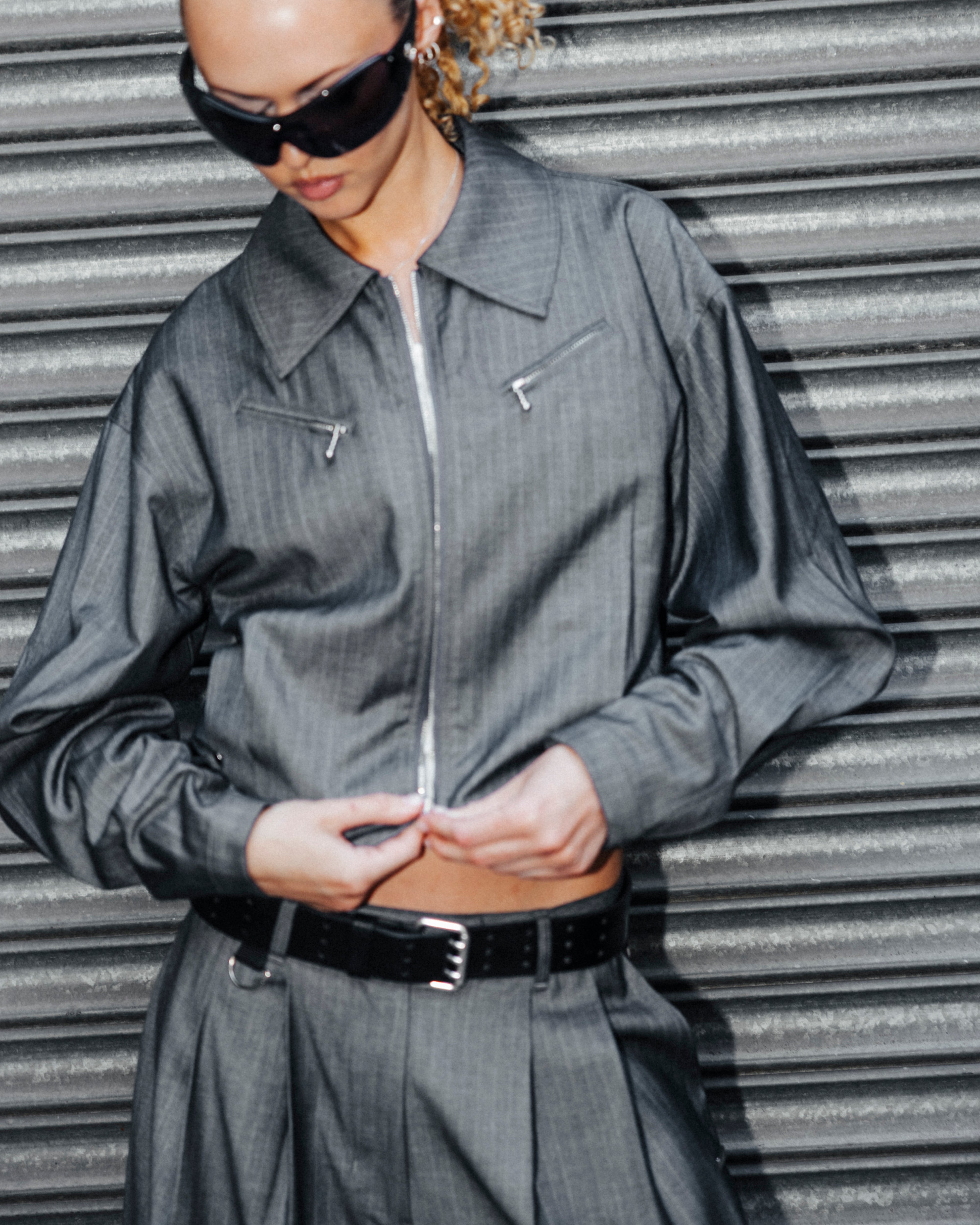 EVERYDAY JACKET- Grey Pinstripe