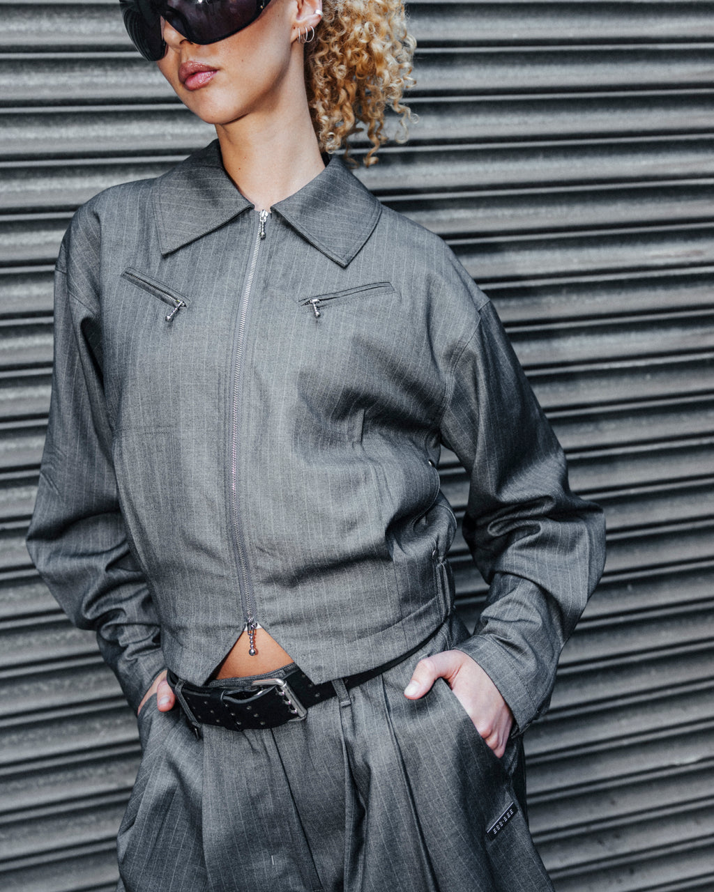 EVERYDAY JACKET- Grey Pinstripe