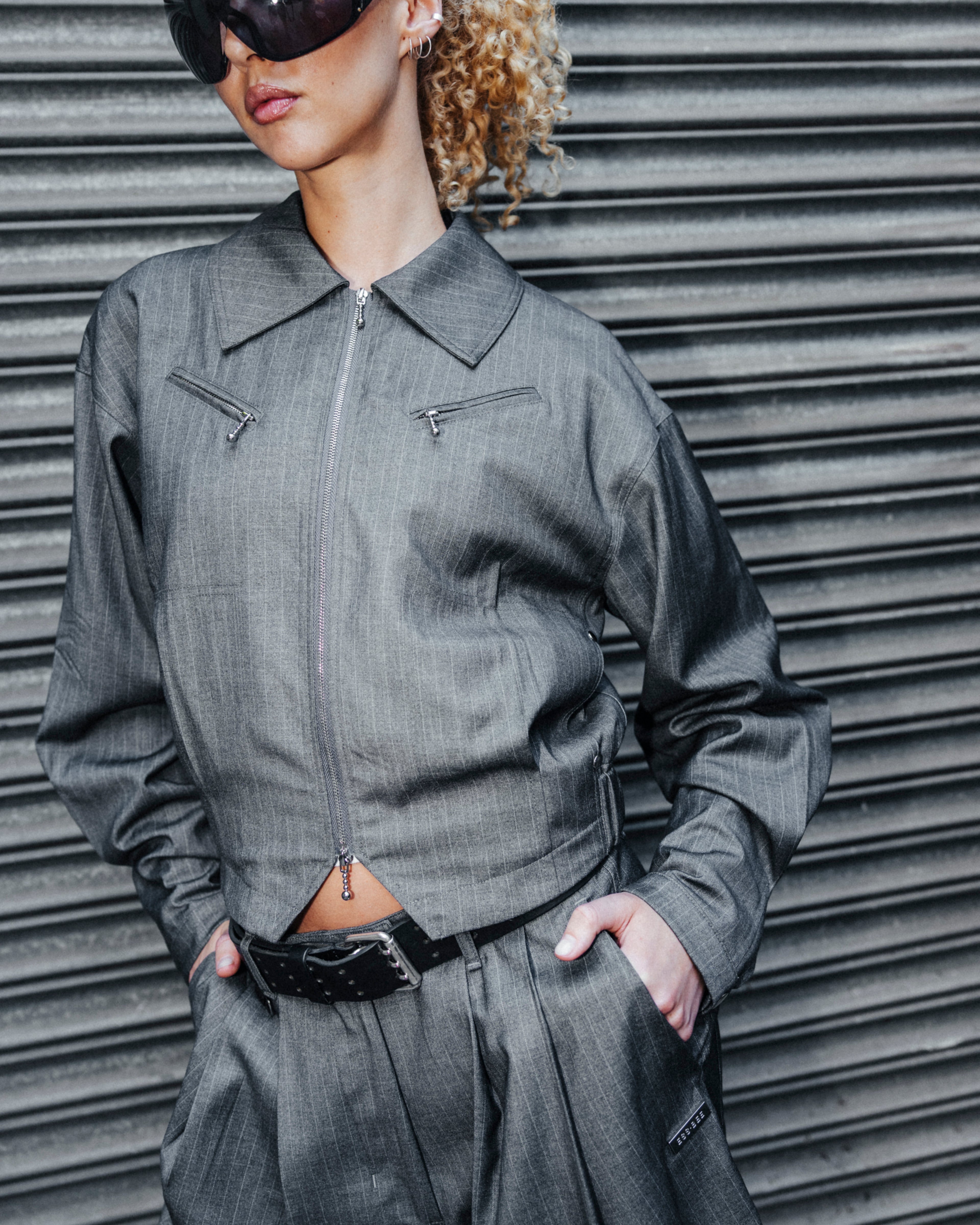 EVERYDAY JACKET- Grey Pinstripe