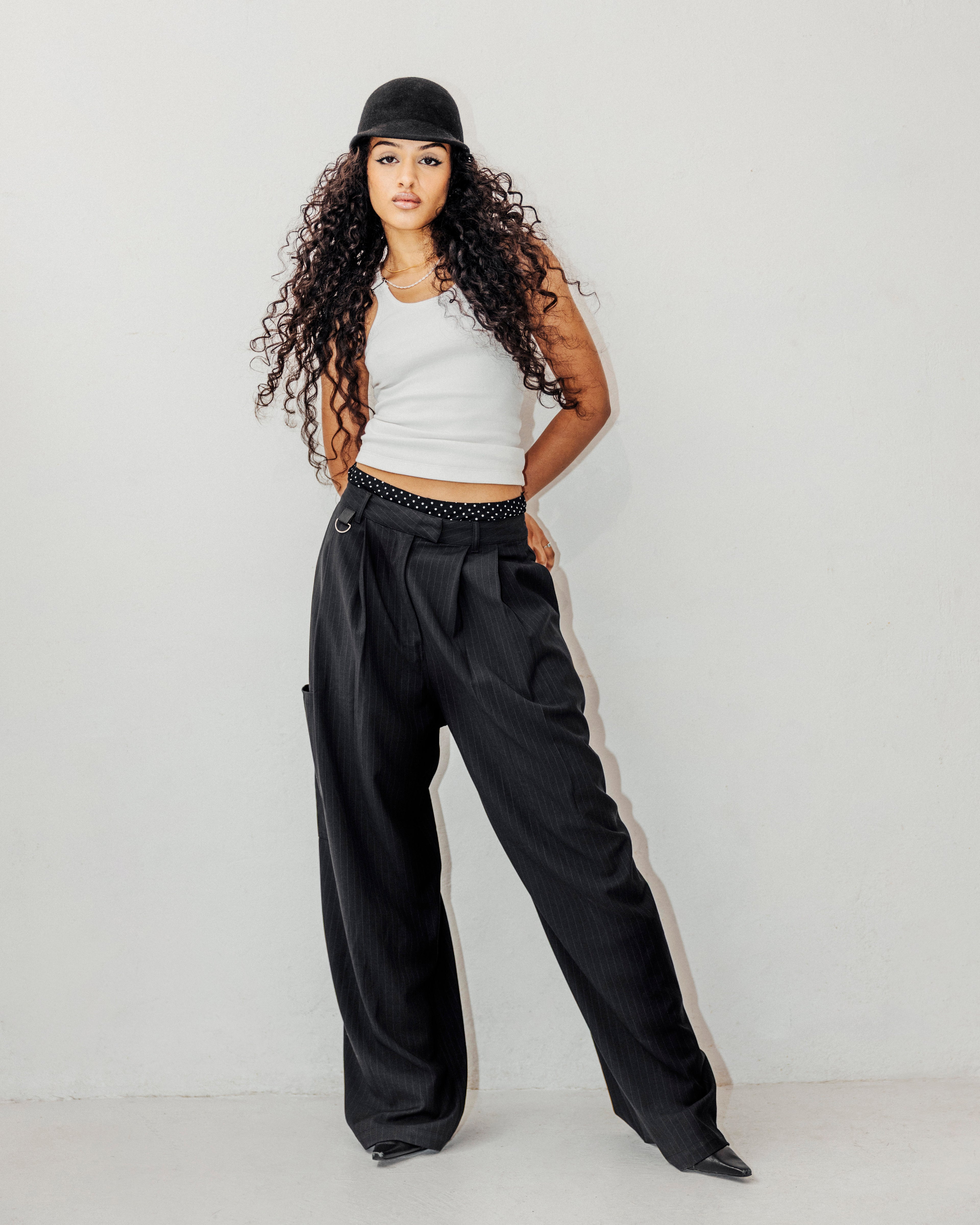 PINSTRIPE TROUSER- BLACK