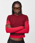 TEA BREAK DOUBLE SLEEVE TEE-Burgundy/Red