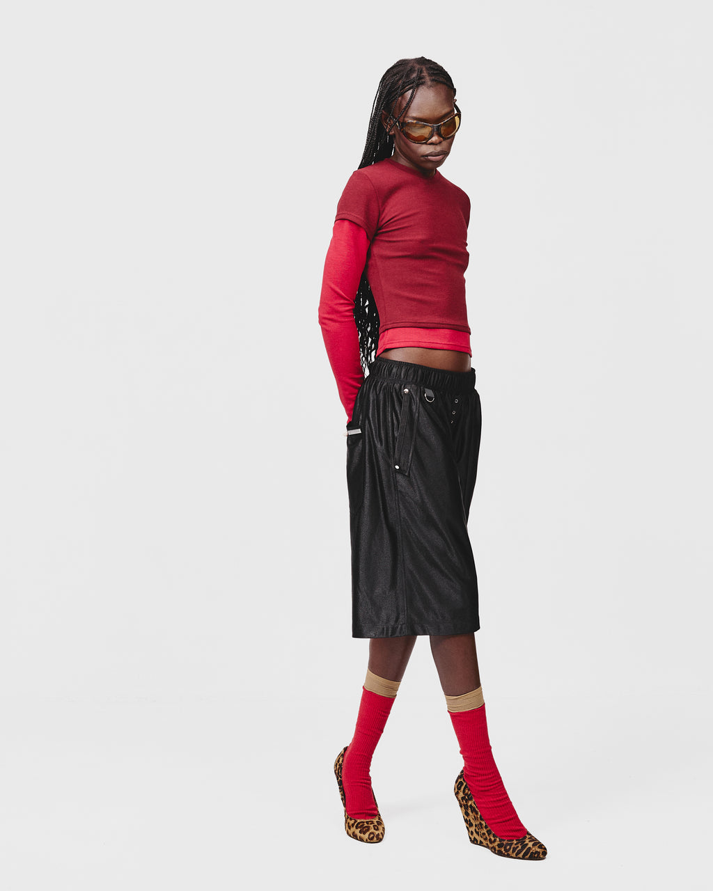TEA BREAK DOUBLE SLEEVE TEE-Burgundy/Red
