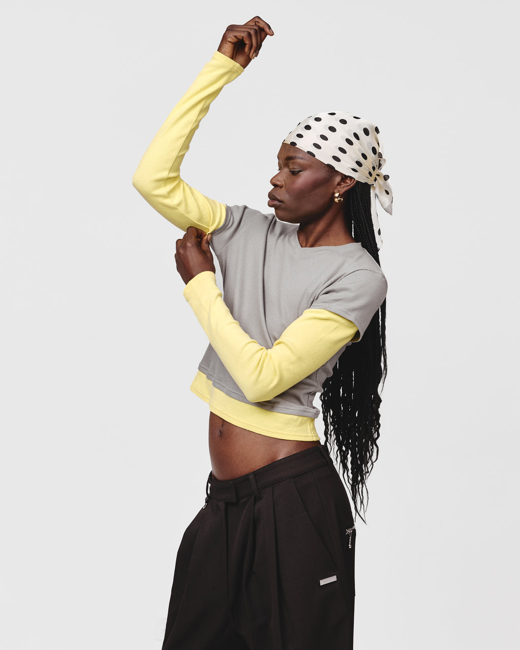 TEA BREAK DOUBLE SLEEVE TEE- Greige/yellow