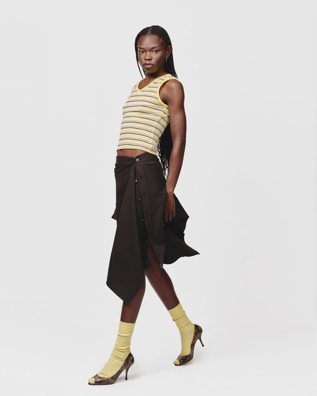 4:01 V NECK TANK- Yellow