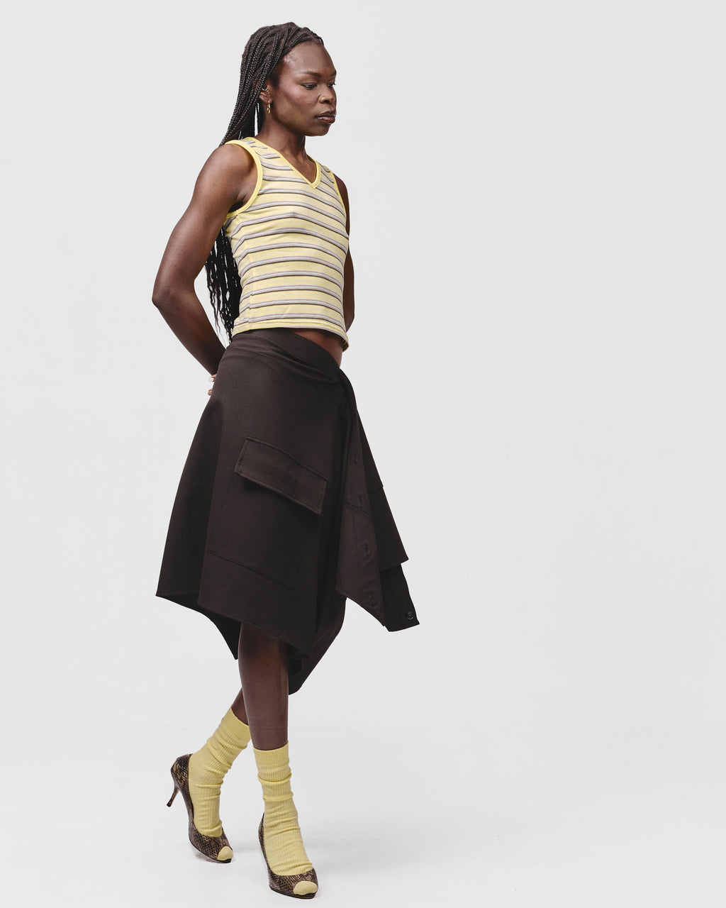 4:01 V NECK TANK- Yellow