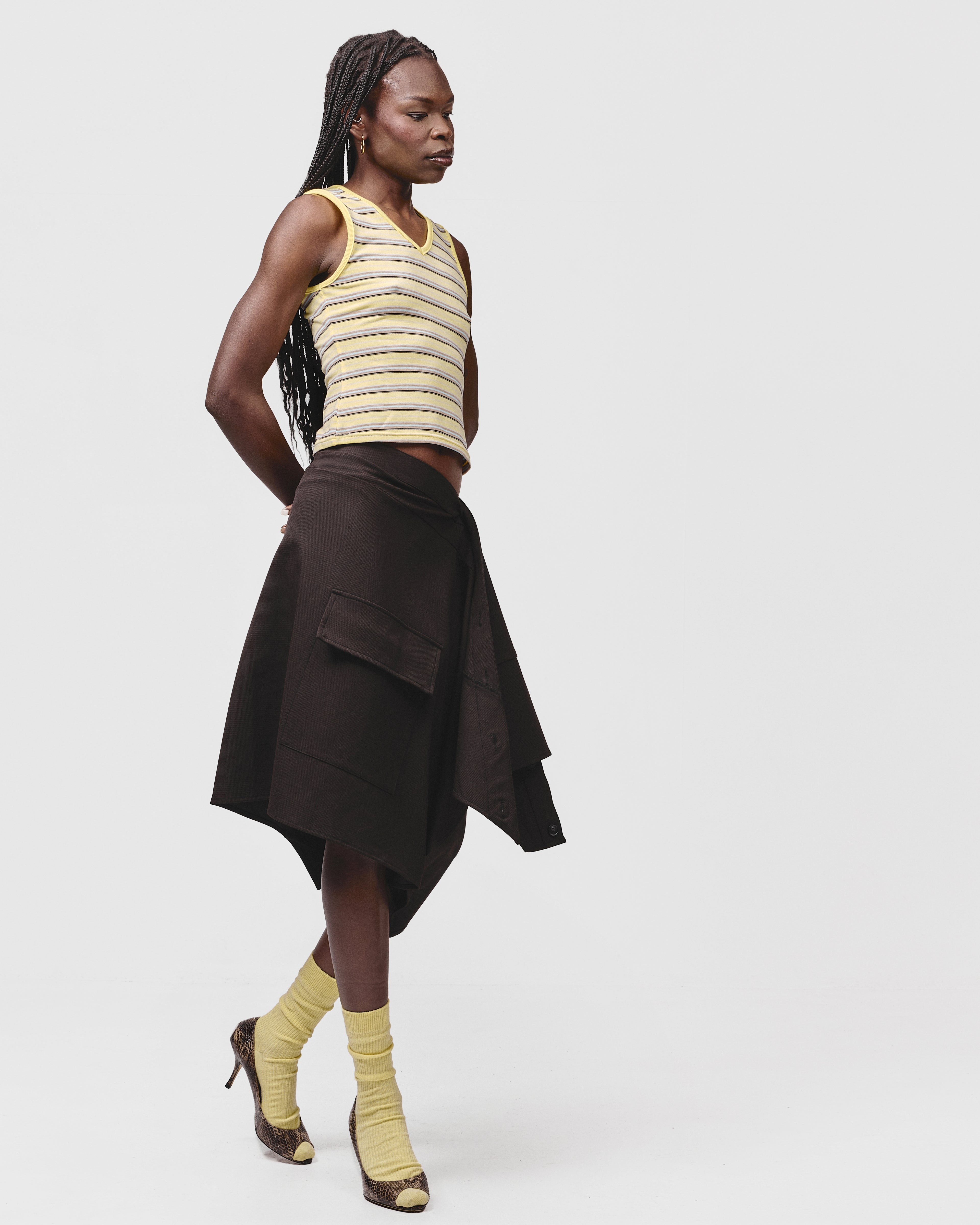 4:01 V NECK TANK- Yellow