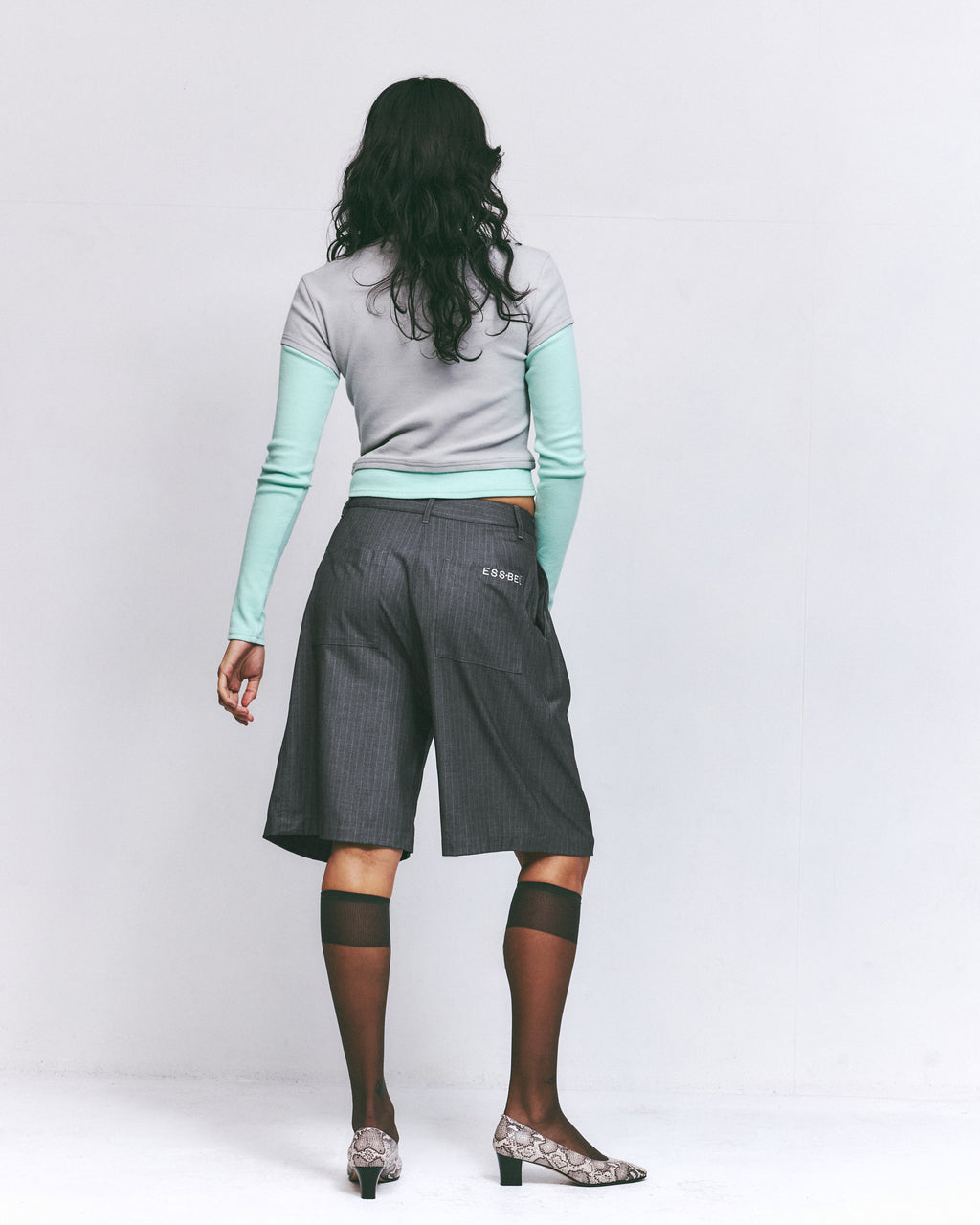 TEA BREAK DOUBLE SLEEVE TEE-Mint/Grey