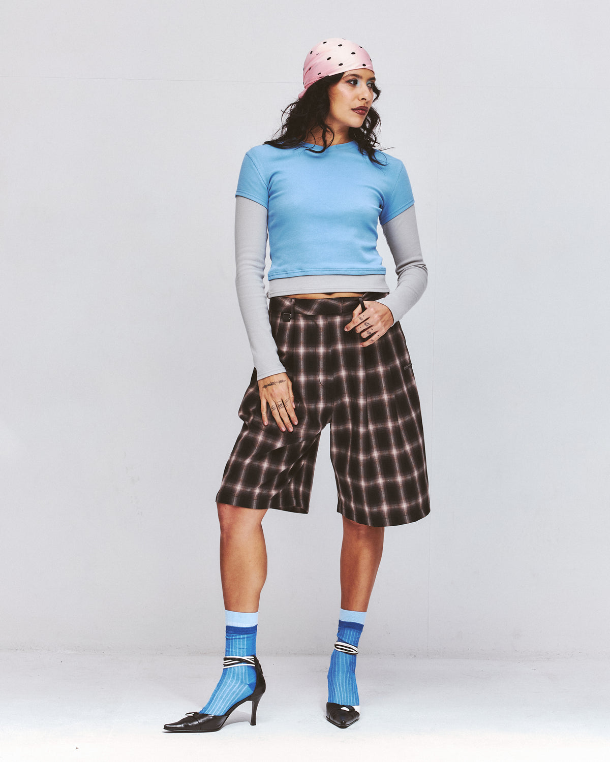 TEA BREAK DOUBLE SLEEVE TEE-Blue/Grey