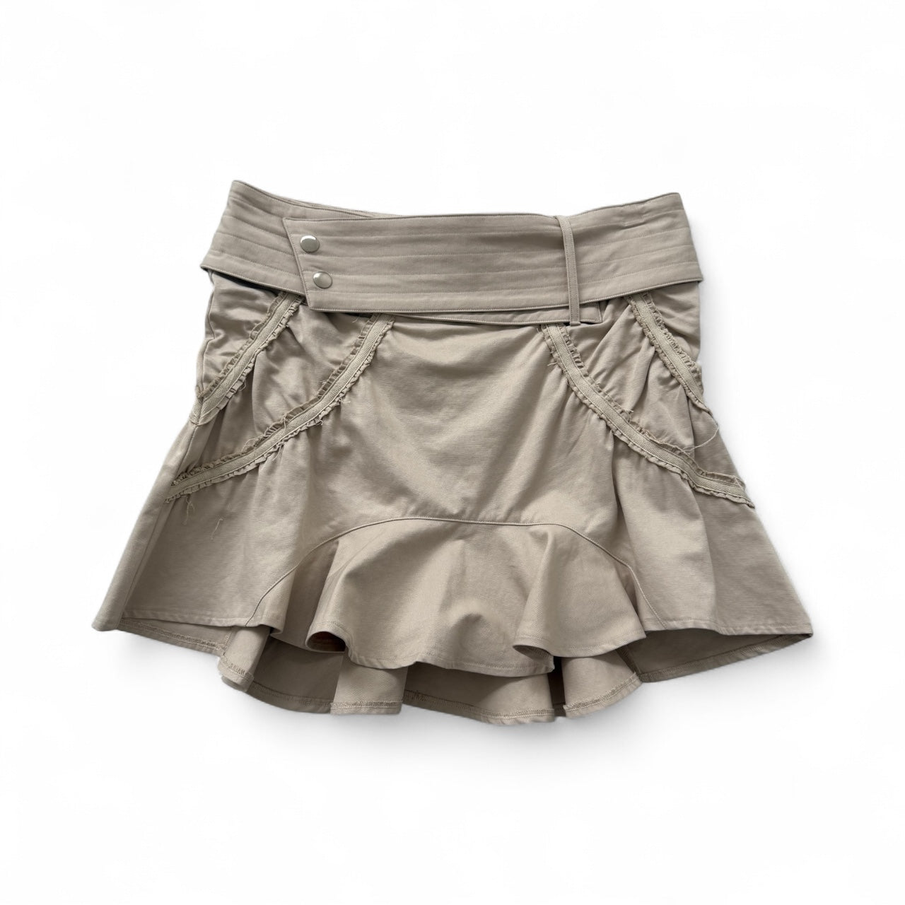 SCRUNCHED MINI SKIRT- SAND